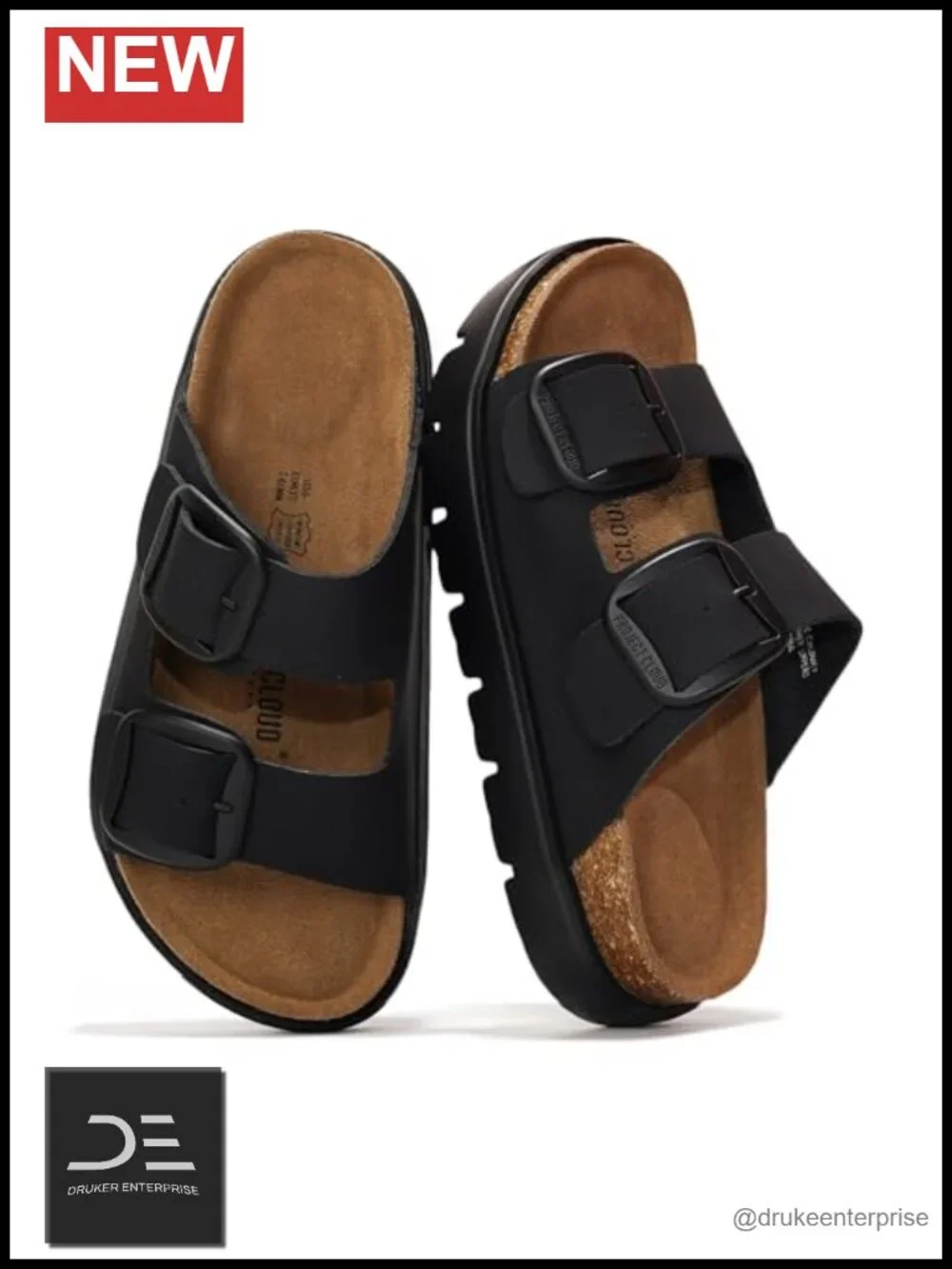 Genuine Leather Platform Sandals Women Wedge Chunky Slides Memory Foam Insole